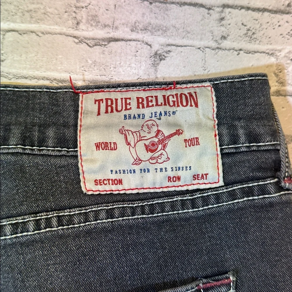 True Religion mens 36x28 charcoal gray Geno relaxed slim fit denim jeans